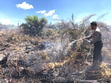 Polres Tapsel Berhasil Padamkan Kebakaran Lahan Warga