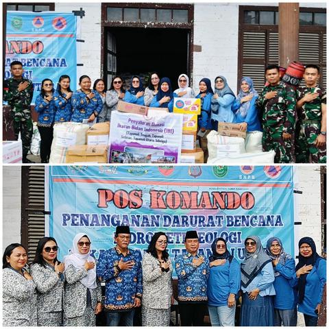 Kembali Keluarga Besar IBI Salurkan Bantuan Sosial di 4 Kabupaten Terdampak Bencana