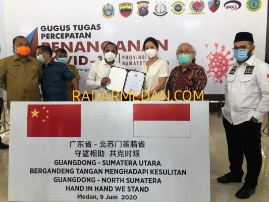 Provinsi Guangdong China Berikan Bantuan APD kepada Gugus Tugas Provinsi Sumatera Utara
