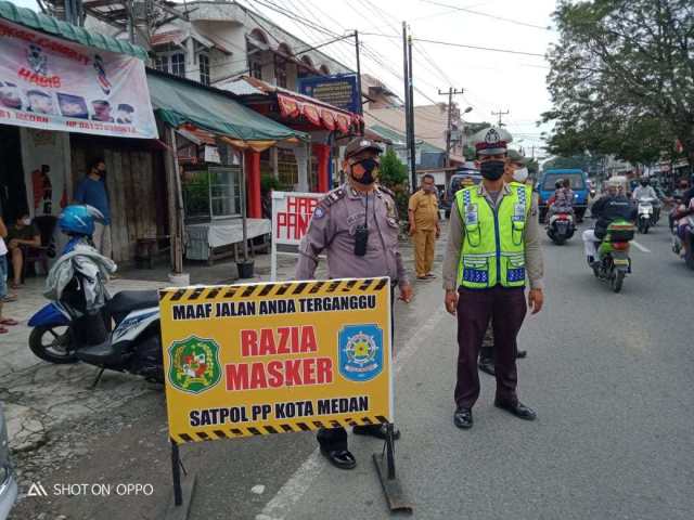 Razia Gabungan Operasi Yustisi di Medan Area, Puluhan Orang Terjaring Tanpa Masker