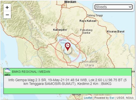 Gempa Bumi Tektonik Dirasakan di Samosir, ini Analisa BMKG