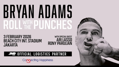 JNE Resmi Jadi Official Logistics Partner Konser Bryan Adams di Jakarta