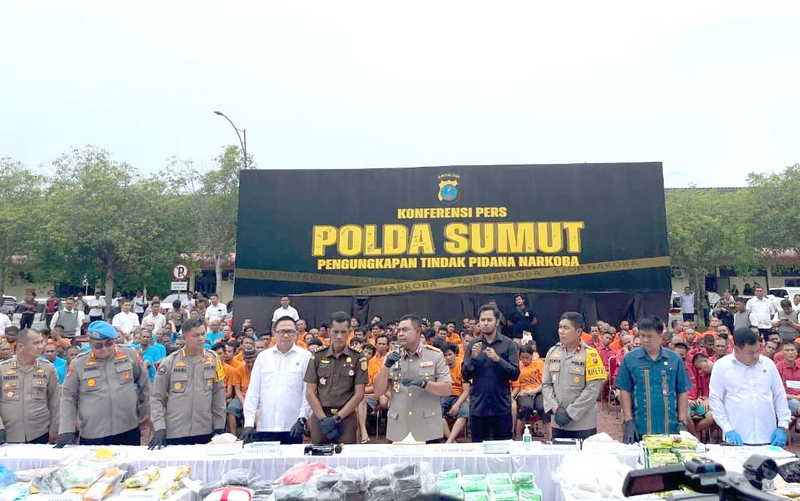 Berantas Narkoba, Timsus Polda Sumut Beri Timah Panas 28 Tersangka, Ratusan Kilogram Barbut Disita