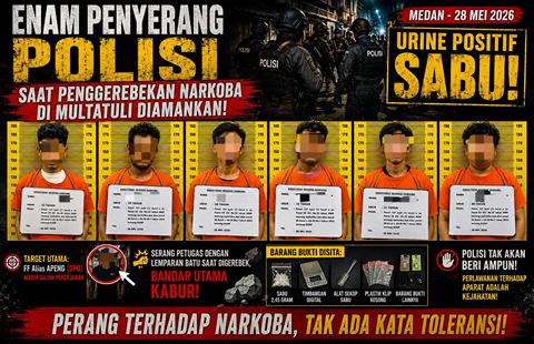 Serang Polisi Saat Gerebek Narkoba di Jalan Multatuli, Enam Pria Positif Sabu Diamankan