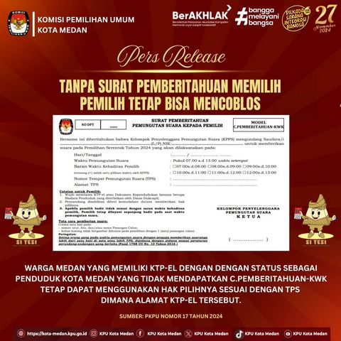 Ketua KPU Medan: Tanpa Formulir Tetap Bisa Memilih dengan E-KTP